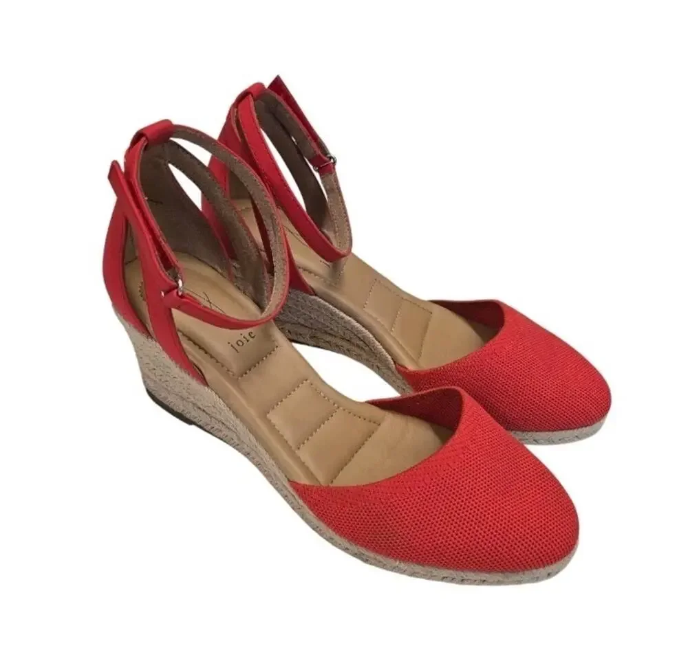 Joie Sloan Coral Espadrille Wedge Sandals Women's Size 9 Ankle Strap Jute Summer